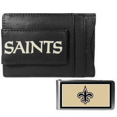 New Orleans Saints Leather Cash & Cardholder & Color Money Clip