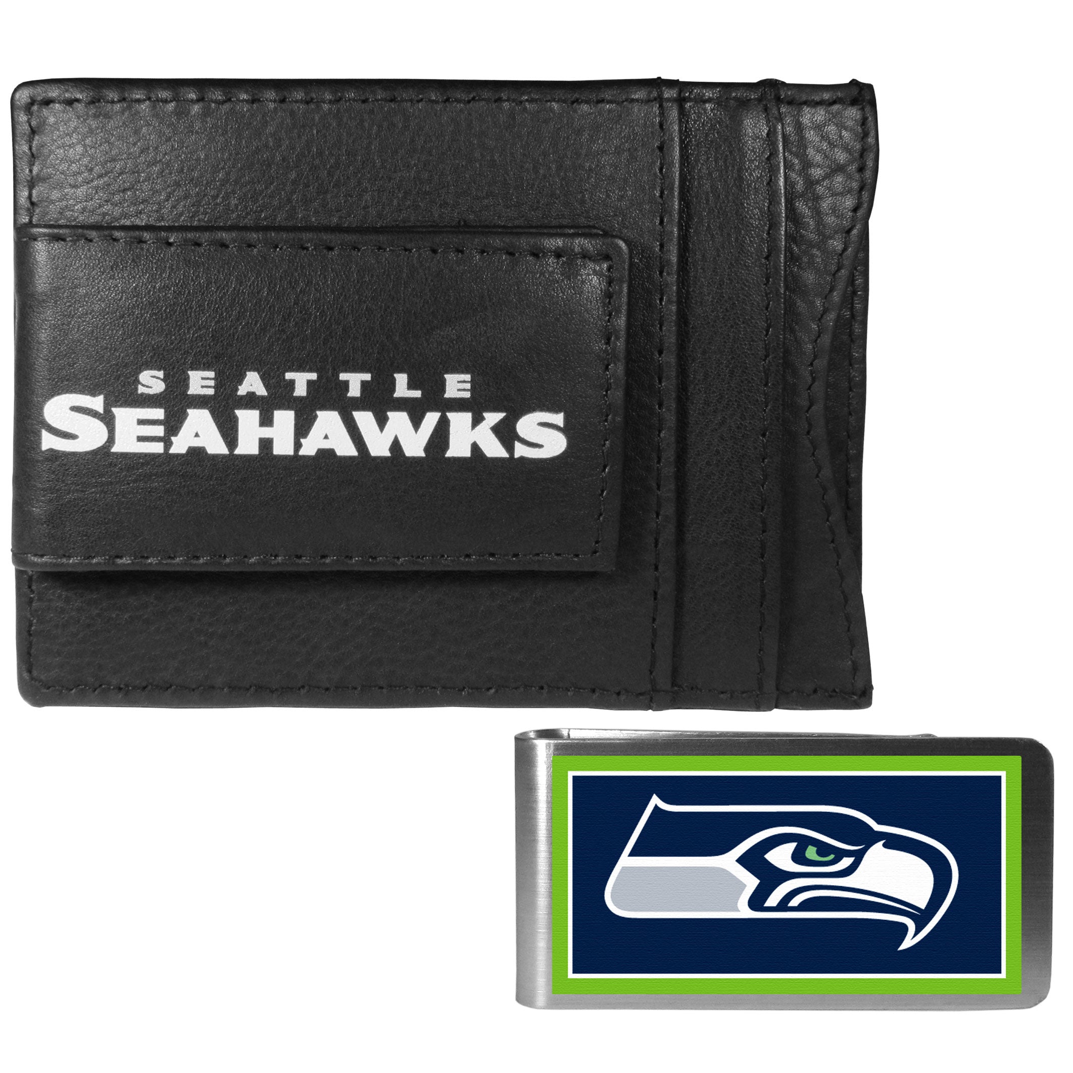 Seattle Seahawks Leather Cash & Cardholder & Color Money Clip