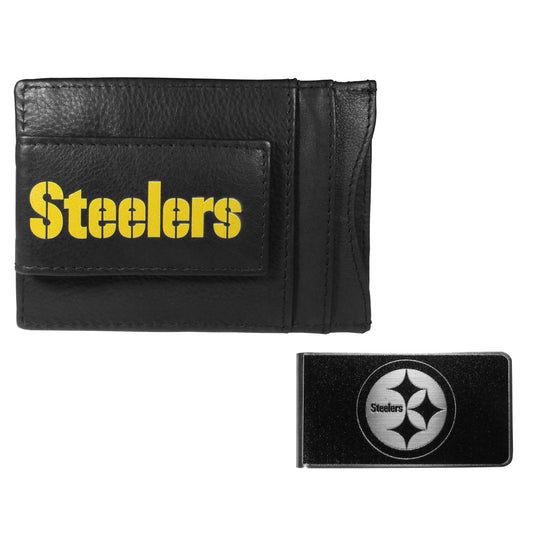 Pittsburgh Steelers Leather Cash & Cardholder & Black Money Clip - Pittsburgh Steelers