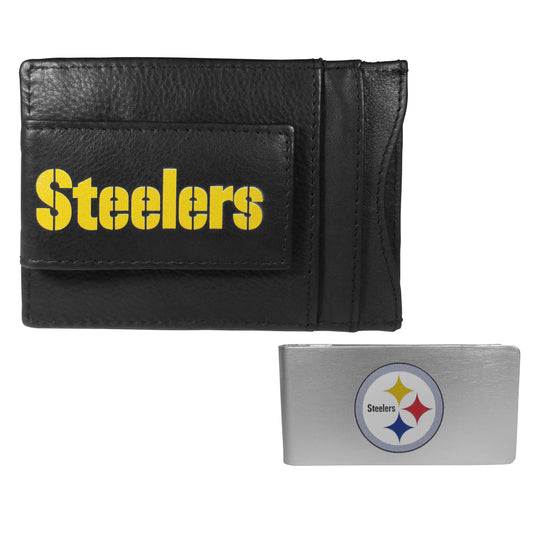 Pittsburgh Steelers Leather Cash & Cardholder & Money Clip - Pittsburgh Steelers