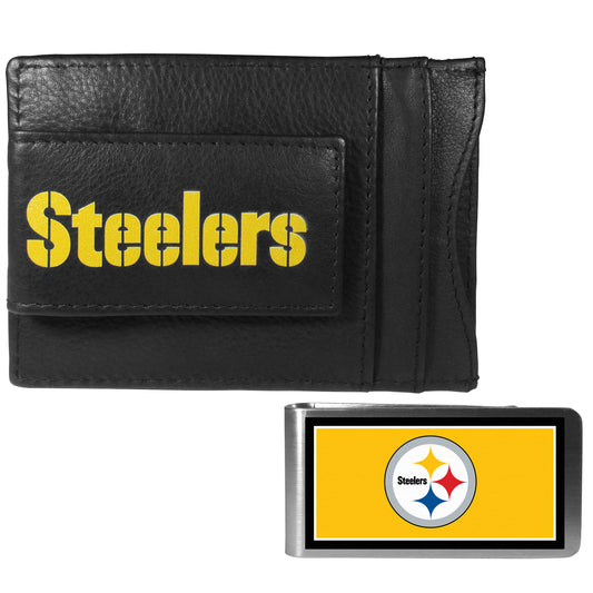 Pittsburgh Steelers Leather Cash & Cardholder & Color Money Clip