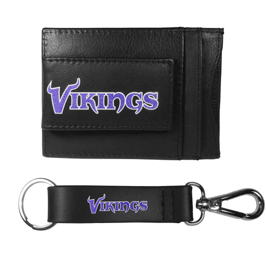 Minnesota Vikings Leather Cash & Cardholder & Strap Key Chain