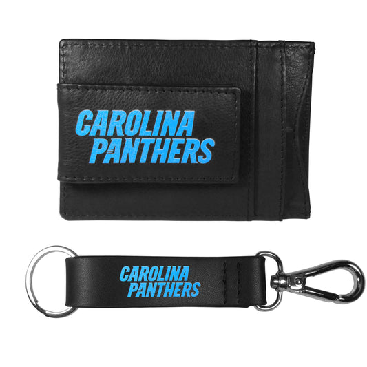 Carolina Panthers Leather Cash & Cardholder & Strap Key Chain