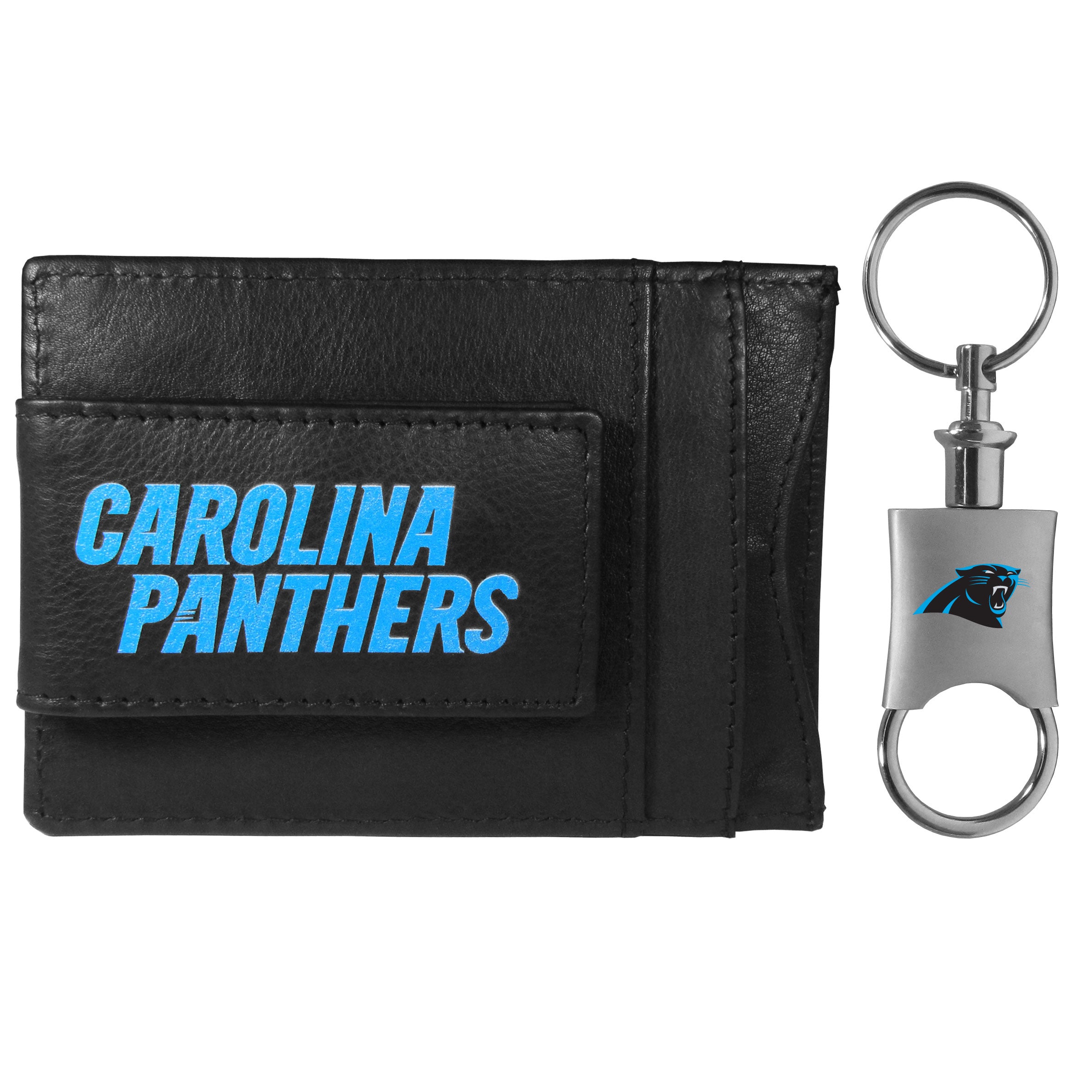 Carolina Panthers Leather Cash & Cardholder & Valet Key Chain - Carolina Panthers