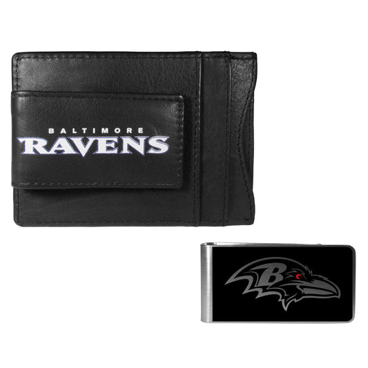 Baltimore Ravens Leather Cash & Cardholder & Black Money Clip