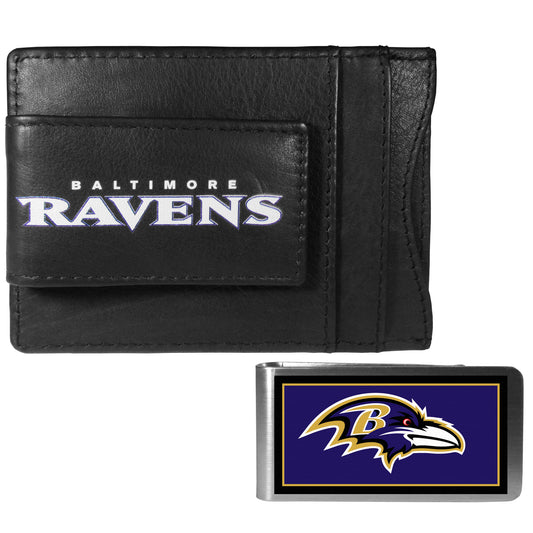 Baltimore Ravens Leather Cash & Cardholder & Color Money Clip