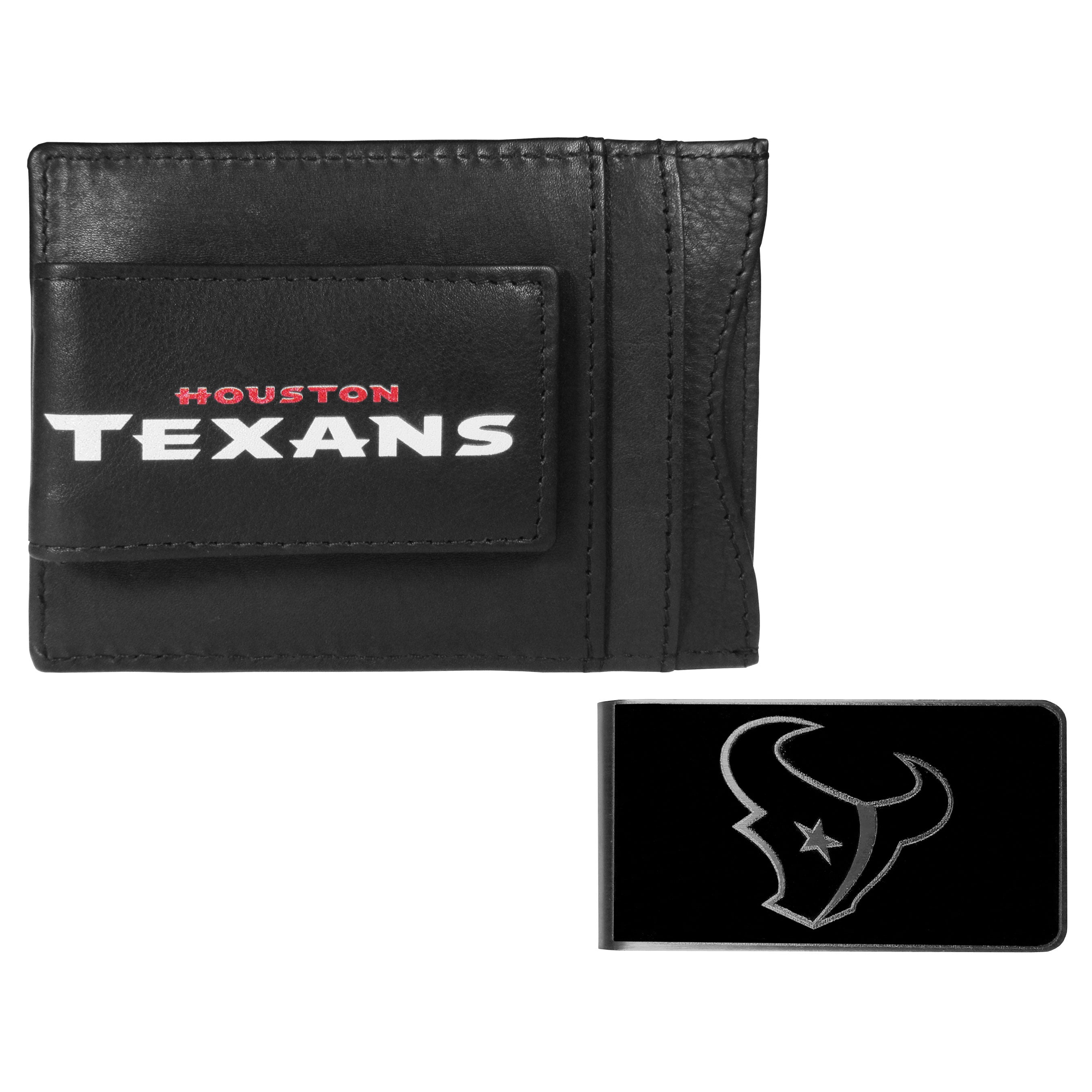 Houston Texans Leather Cash & Cardholder & Black Money Clip