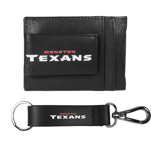 Houston Texans Leather Cash & Cardholder & Strap Key Chain