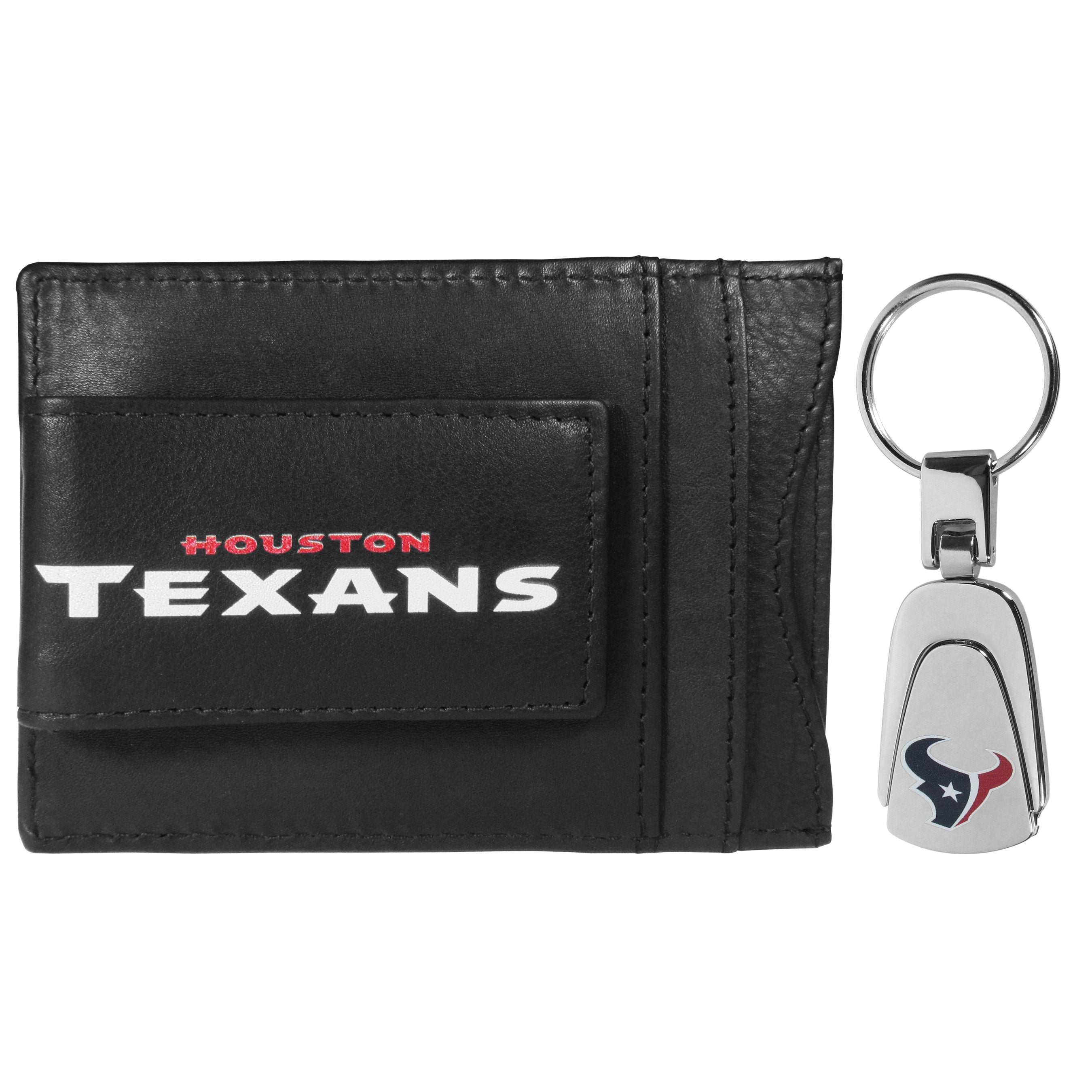 Houston Texans Leather Cash & Cardholder & Steel Key Chain