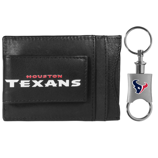 Houston Texans Leather Cash & Cardholder & Valet Key Chain