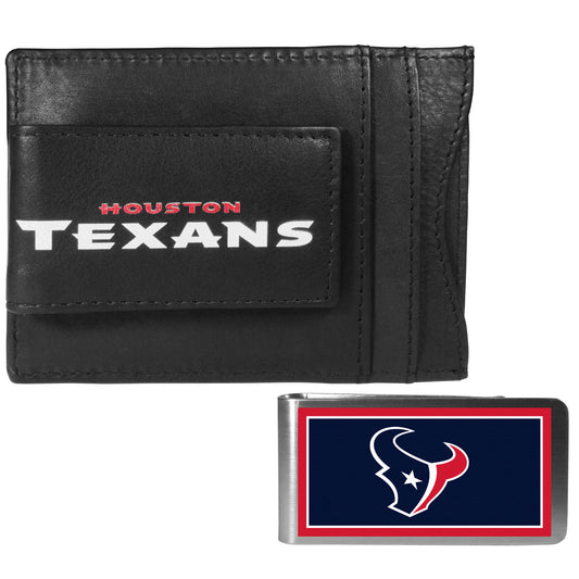 Houston Texans Leather Cash & Cardholder & Color Money Clip