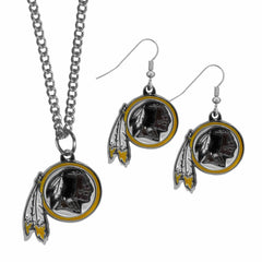 Washington Commanders Dangle Earrings and Chain Necklace Set