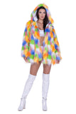 J-Valentine FE293 - Thigh-High Hooded Fur Coat