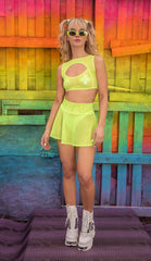 J. Valentine Neon Mesh Skater Skirt