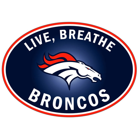 Calcomanía para automóvil con el logo de los Denver Broncos Live-Breath