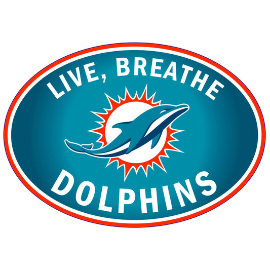 Calcomanía para auto con el logo de los Miami Dolphins Live-Breath