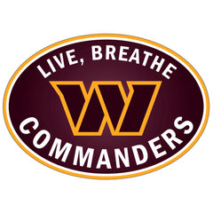 Calcomanía para automóvil con el mensaje "Washington Commanders Live-Breath"