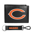 Chicago Bears Leather Bi-fold Wallet & Strap Key Chain