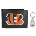 Cincinnati Bengals Leather Bi-fold Wallet & Steel Key Chain - Siskiyou Buckle