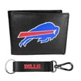 Buffalo Bills Leather Bi-fold Wallet & Strap Key Chain - Siskiyou Buckle