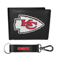 Kansas City Chiefs Leather Bi-fold Wallet & Strap Key Chain