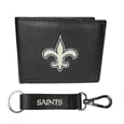 New Orleans Saints Leather Bi-fold Wallet & Strap Key Chain - Siskiyou Buckle