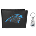 Carolina Panthers Leather Bi-fold Wallet & Steel Key Chain - Siskiyou Buckle