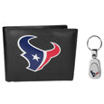 Houston Texans Leather Bi-fold Wallet & Steel Key Chain