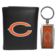 Chicago Bears Leather Tri-fold Wallet & Multitool Key Chain Black