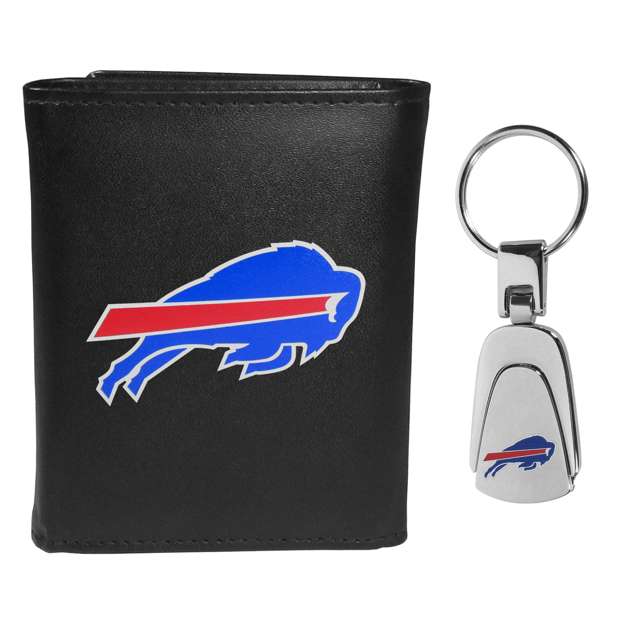 Buffalo Bills Leather Tri-fold Wallet & Steel Key Chain