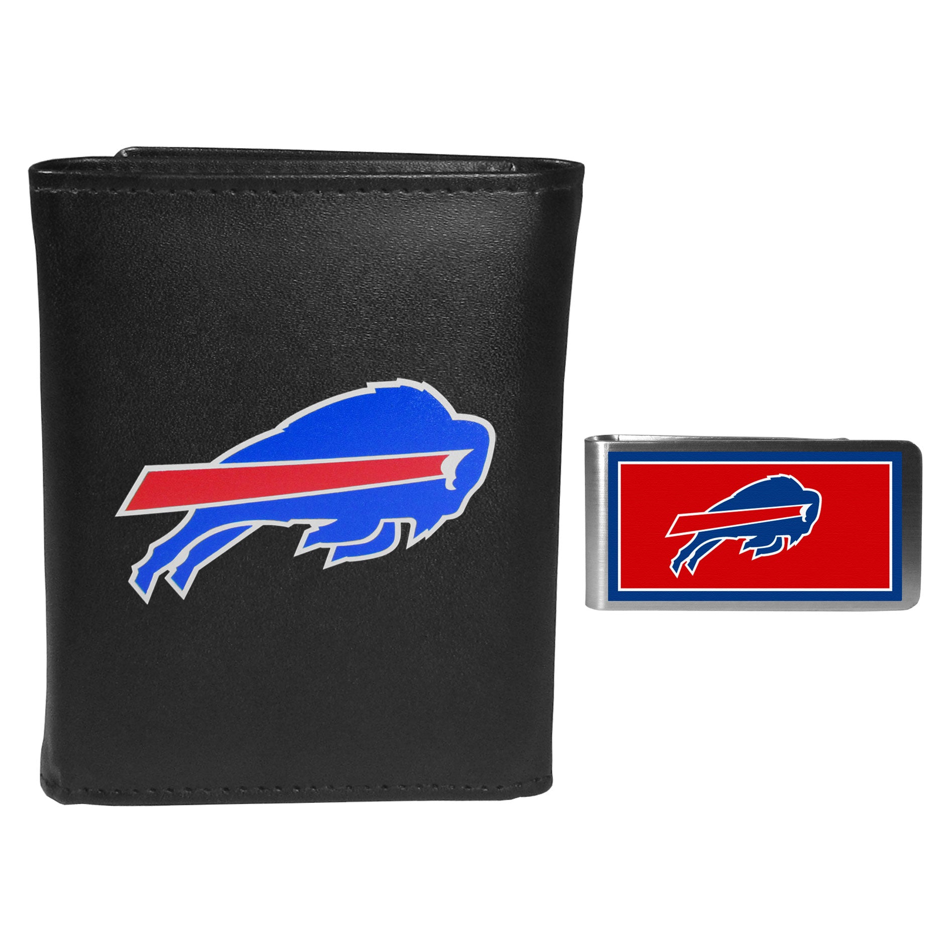 Buffalo Bills Leather Tri-fold Wallet & Color Money Clip