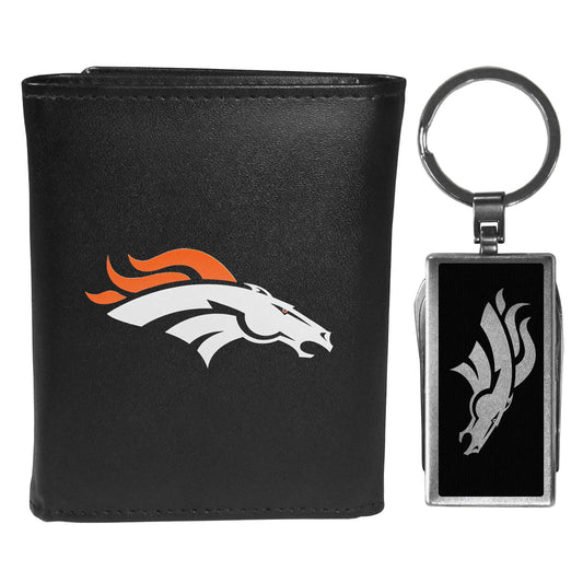 Denver Broncos Leather Tri-fold Wallet & Multitool Key Chain