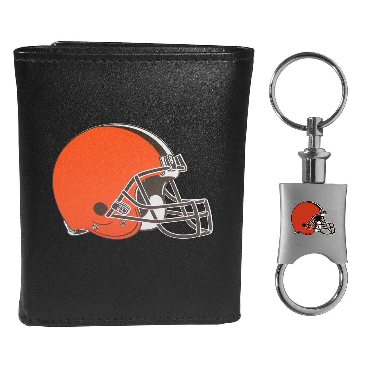 Cleveland Browns Leather Tri-fold Wallet & Valet Key Chain