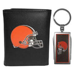 Cleveland Browns Leather Tri-fold Wallet & Multitool Key Chain Black