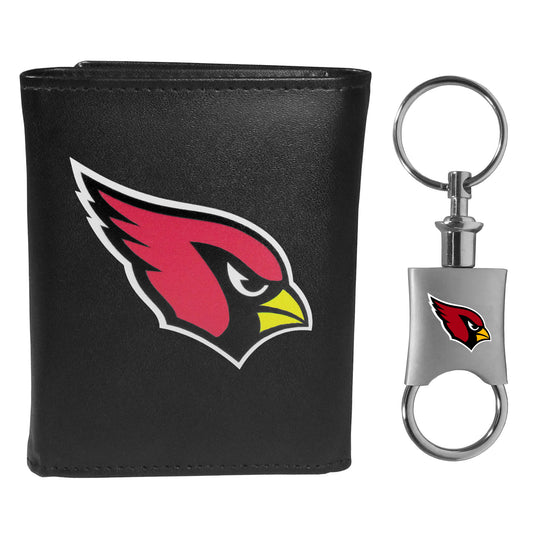 Arizona Cardinals Leather Tri-fold Wallet & Valet Key Chain