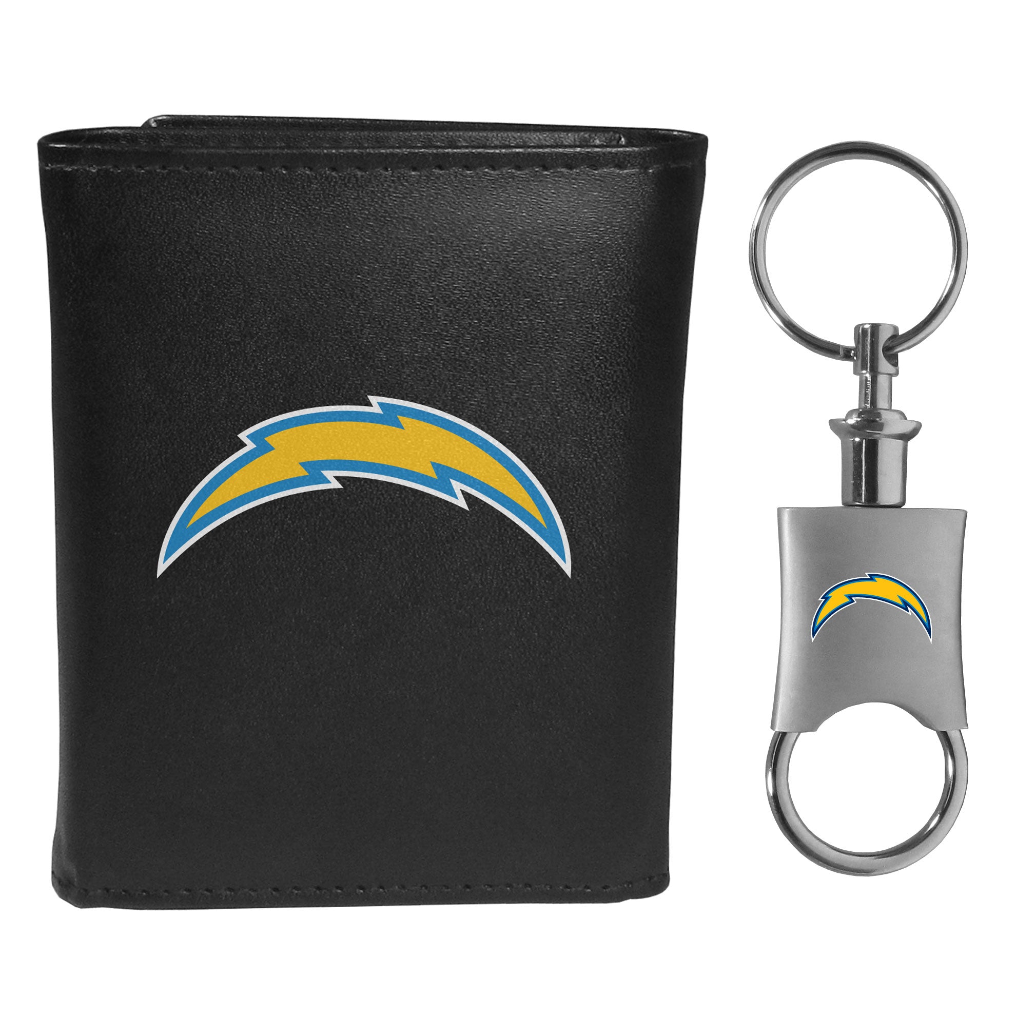 Los Angeles Chargers Leather Tri-fold Wallet & Valet Key Chain