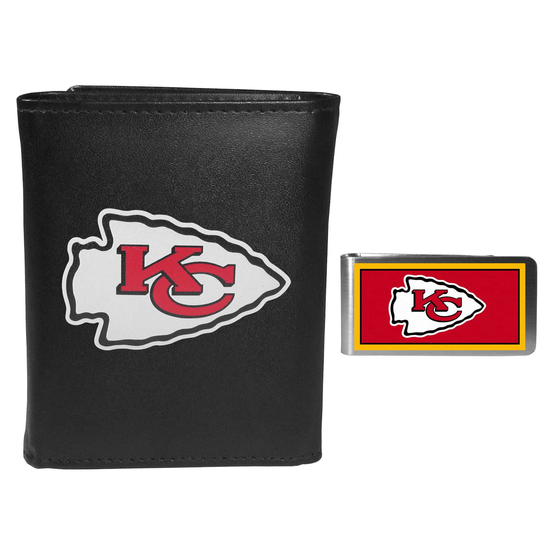 Kansas City Chiefs Leather Tri-fold Wallet & Color Money Clip