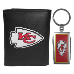 Kansas City Chiefs Leather Tri-fold Wallet & Multitool Key Chain Black