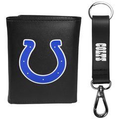 Indianapolis Colts Leather Tri-fold Wallet & Strap Key Chain