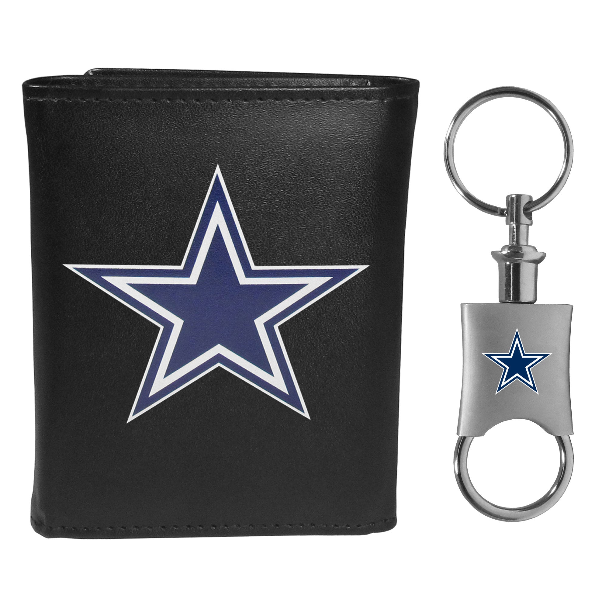 Dallas Cowboys Leather Tri-fold Wallet & Valet Key Chain