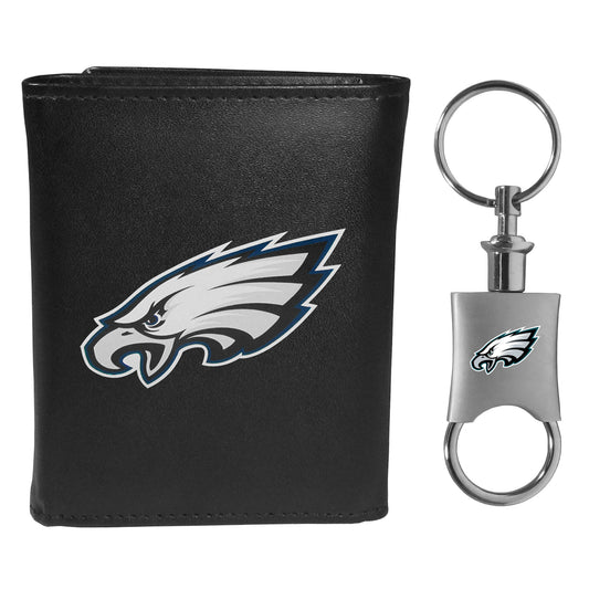 Philadelphia Eagles Leather Tri-fold Wallet & Valet Key Chain