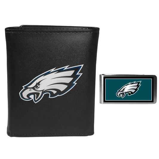 Philadelphia Eagles Leather Tri-fold Wallet & Color Money Clip