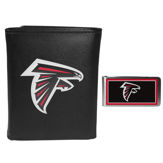 Atlanta Falcons Leather Tri-fold Wallet & Color Money Clip