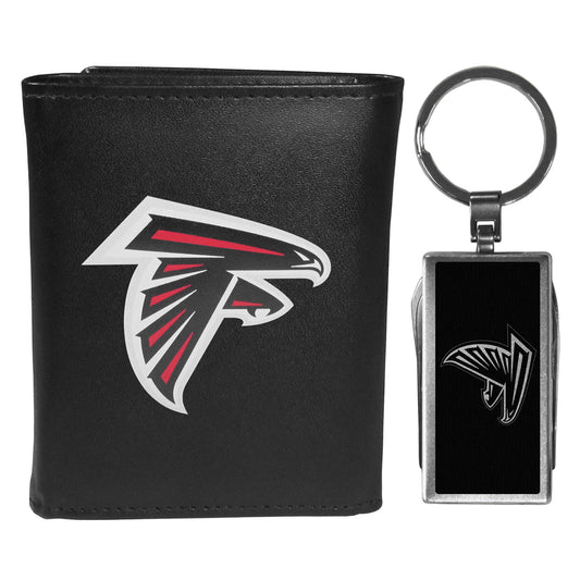 Atlanta Falcons Leather Tri-fold Wallet & Multitool Key Chain