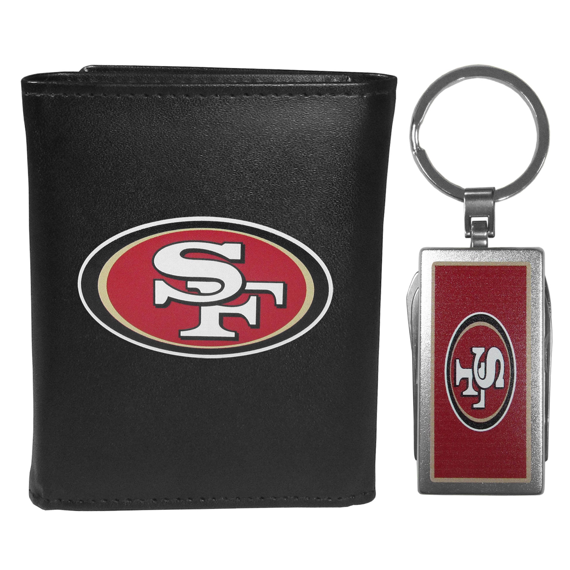 San Francisco 49ers Leather Tri-fold Wallet & Multitool Key Chain Black