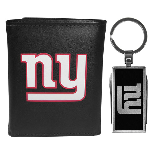 New York Giants Leather Tri-fold Wallet & Multitool Key Chain - New York Giants