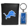 Detroit Lions Leather Tri-fold Wallet & Multitool Key Chain Black