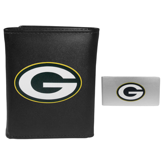 Green Bay Packers Leather Tri-fold Wallet & Money Clip