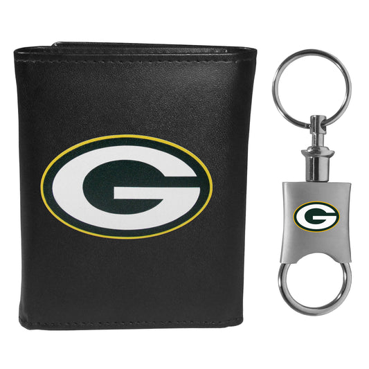 Green Bay Packers Leather Tri-fold Wallet & Valet Key Chain