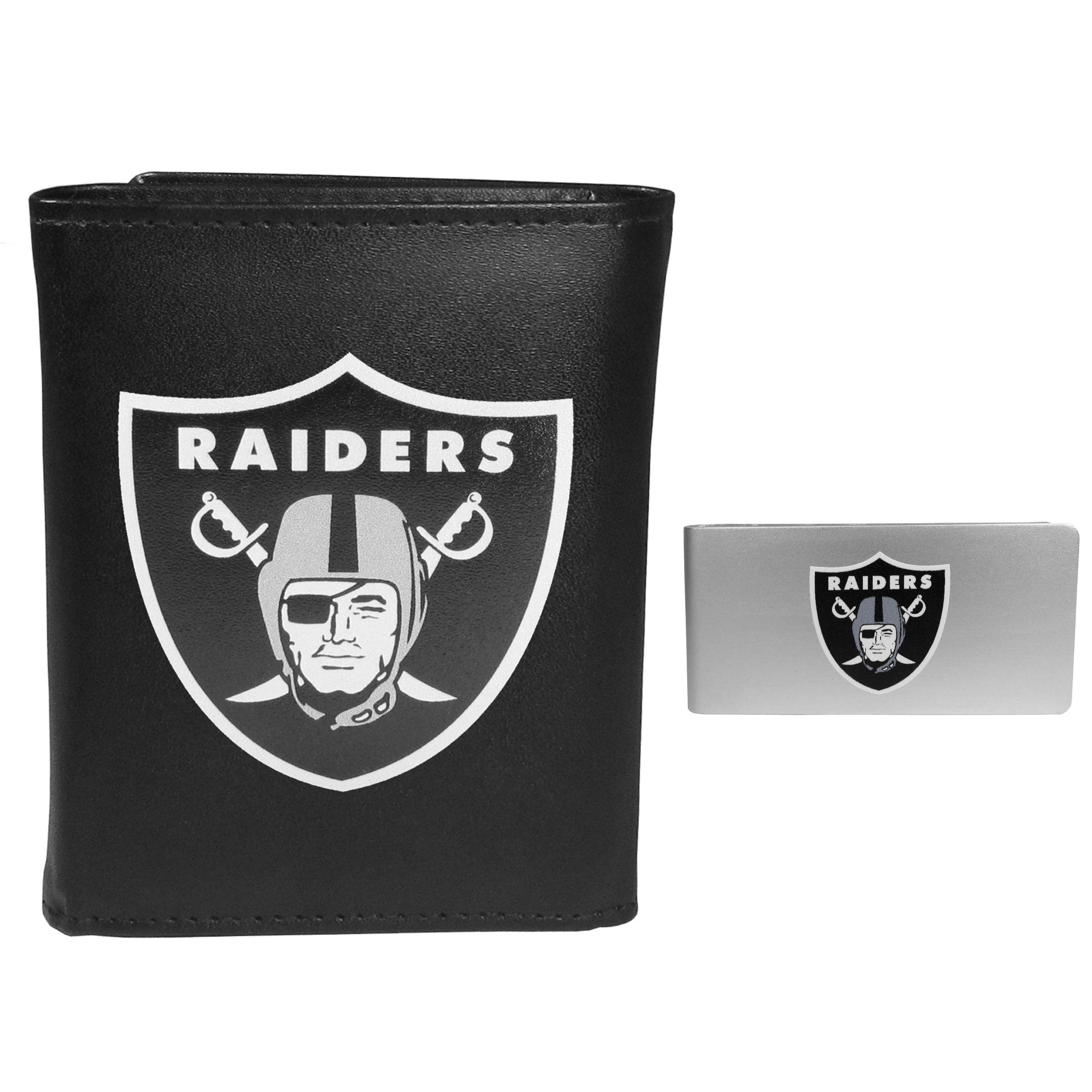 Las Vegas Raiders Leather Tri-fold Wallet & Money Clip